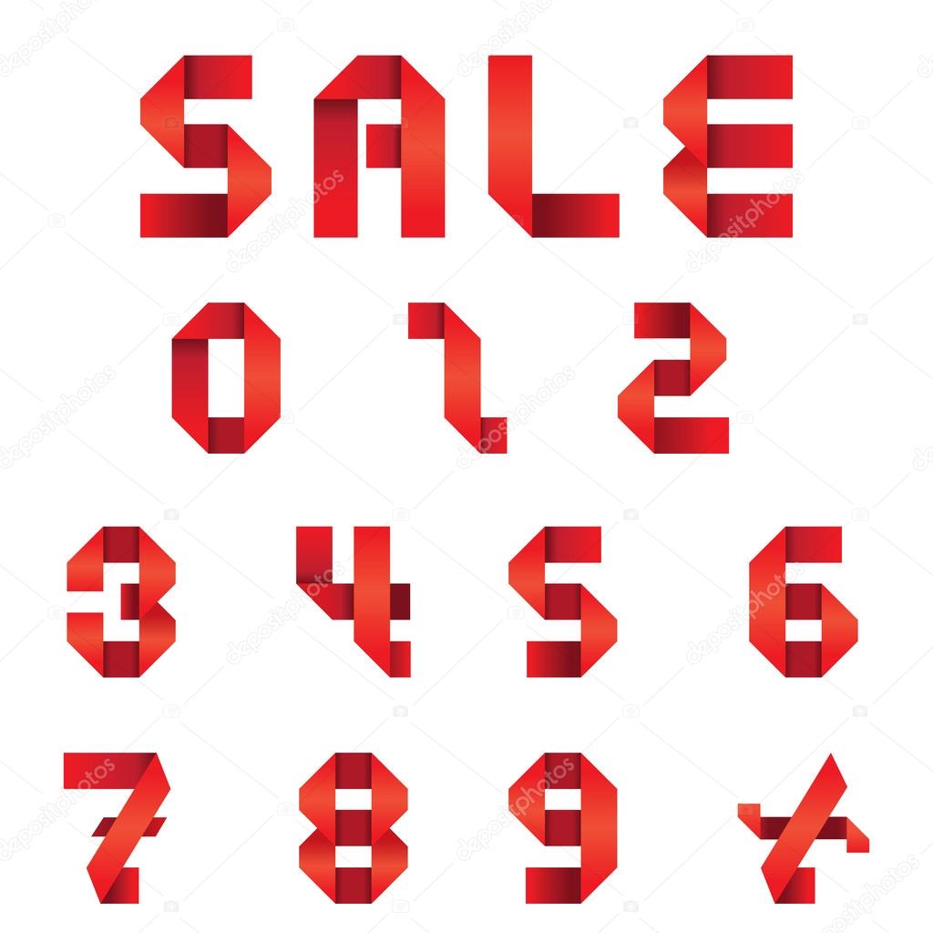 Sale Text & Numbers Set : Origami Style