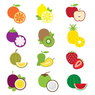Icons Set : Fruits & Piece of Fruits clipart