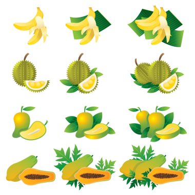 Muz, Durian, Mango, Papaya, göstermek