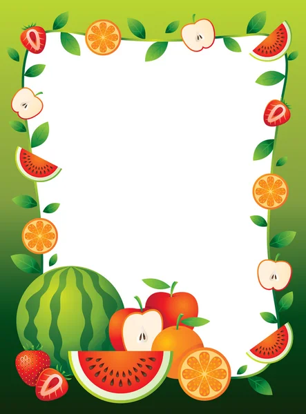 Mixed Fruits, Border, Frame — Stock Vector