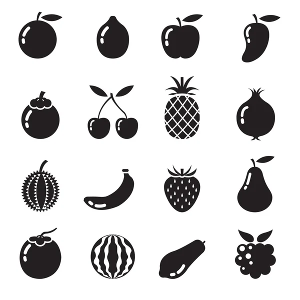 Set de iconos B & W: Pedazo de fruta — Vector de stock