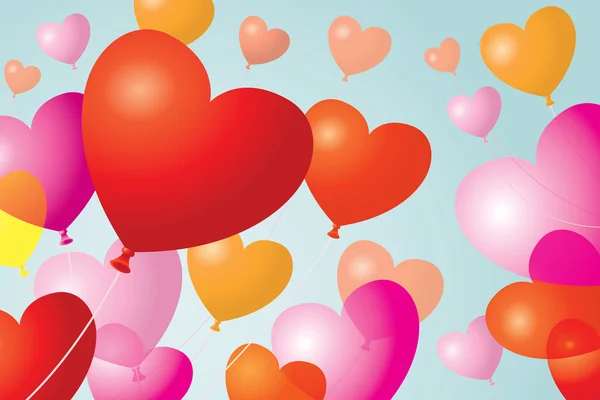 Heart-Shaped Ballonnen Achtergrond en frame — Stockvector