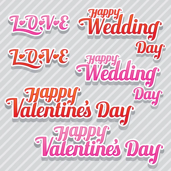 Láska, svatba a Valentýna Text — Stockový vektor