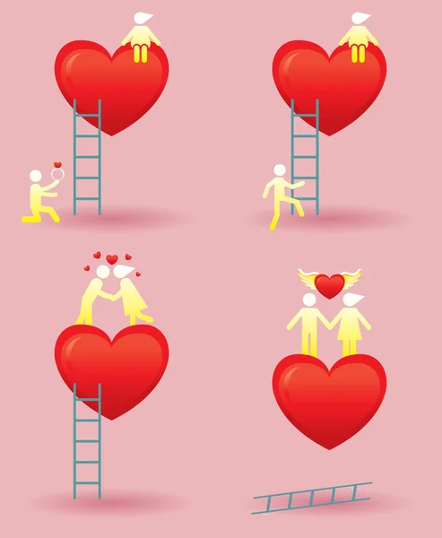 Símbolo humano Historia de amor con escalera — Vector de stock