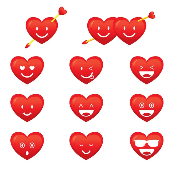 Cuori, Emoticon, Sorriso — Vettoriale Stock