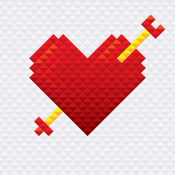 Heart Shape with Arrow Mosaic Style — Stock Vector