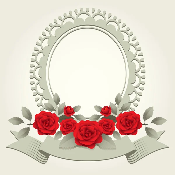 Rosas Vintage marco en forma redonda, frontera — Vector de stock