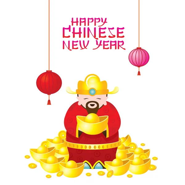 Marco chino de año nuevo con baile de león — Archivo Imágenes Vectoriales