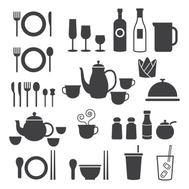 Icons Set: Akşam yemeği restoran ve yemek