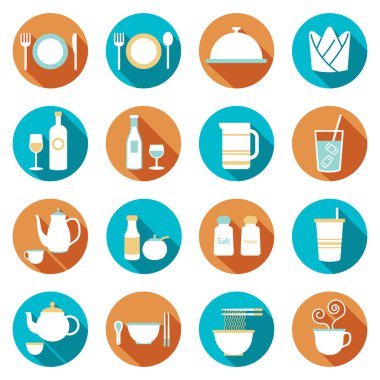 Icons Set: Akşam yemeği restoran ve yemek