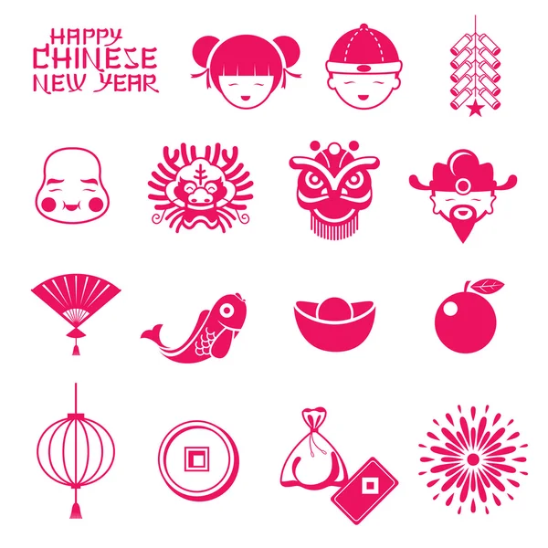 Комплект плоских икон: Китайский Новый год — стоковый вектор