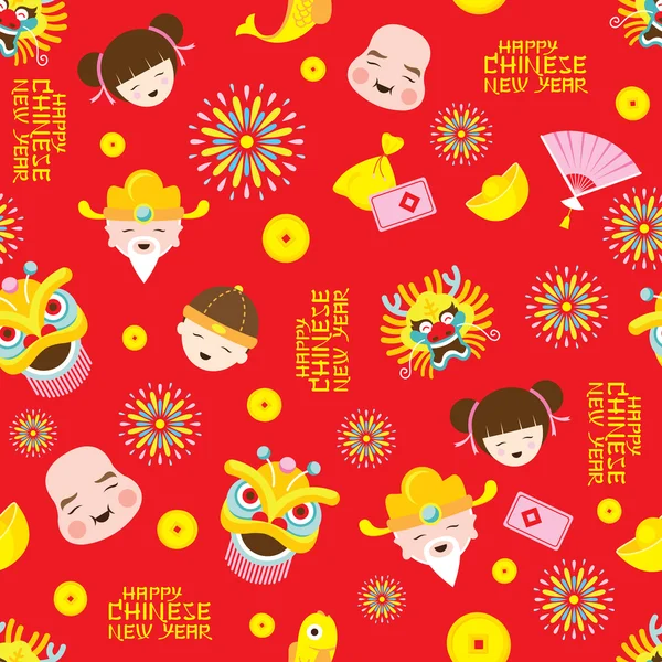 Año Nuevo chino patrón sin costuras — Archivo Imágenes Vectoriales