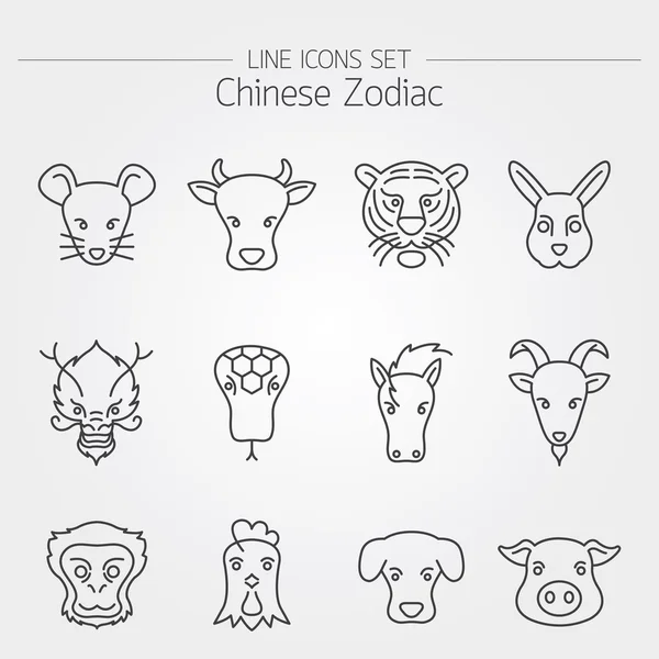 Conjunto de ícones: Zodíaco chinês — Vetor de Stock