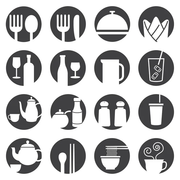 Set de iconos: Cena Restaurante y Comer — Vector de stock