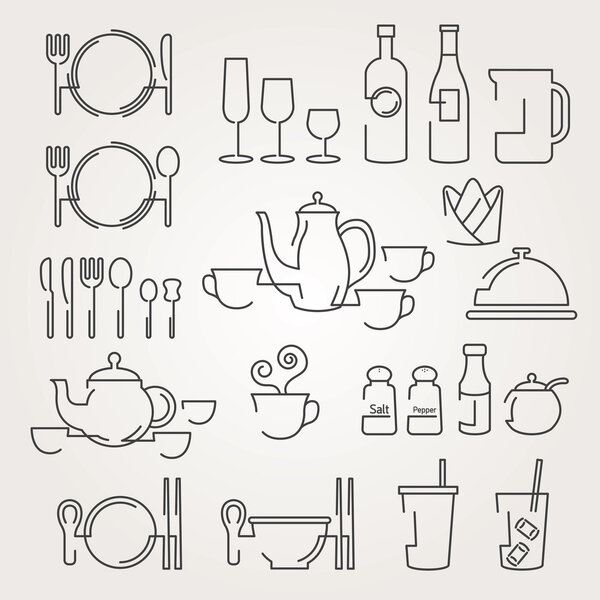 Icons Set : Dinner Restaurant and Eating