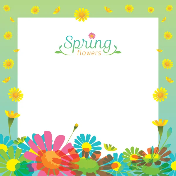 Flowers Spring Season Frame — Stock Vector