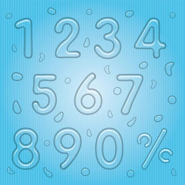 Transparent Water Drop Style Numbers Set — Stock Vector