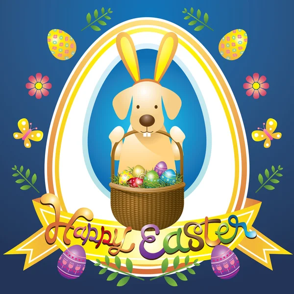 Easter Heading Label with Labrador Dog as Bunny — Stock Vector