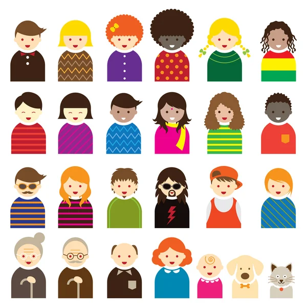 Diversas personas símbolos iconos familia conjunto — Vector de stock