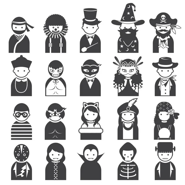 Various People Symbol Icons Fancy Mask Set — Stock Vector