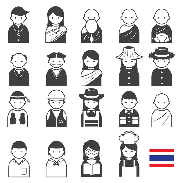 様々 なタイの人々 の職業キャラクター アイコンを設定 — ストックベクタ