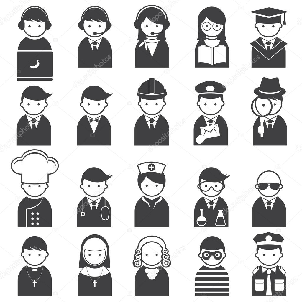 Various People Symbol Icons Occupation Set