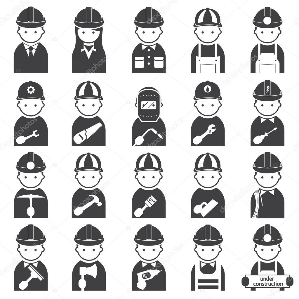 Worker, Craftsman, Symbol Icons Set