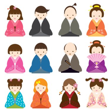 Japonlar geleneksel kostüm Set in elbise