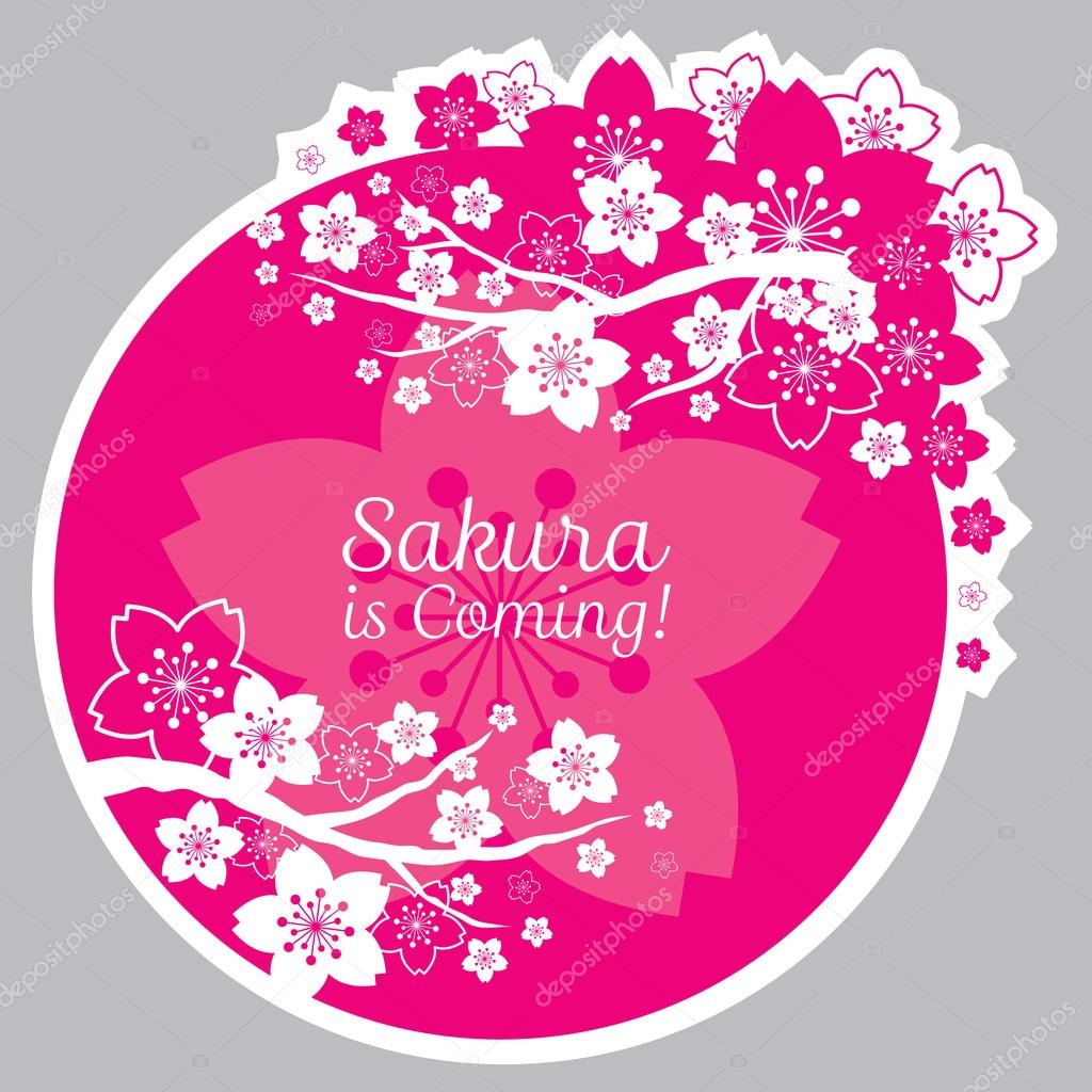Cherry Blossoms or Sakura flowers Heading and Label