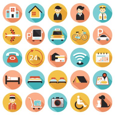 A otel konaklama aktivite hizmetleri Icons Set