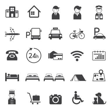 A otel konaklama aktivite hizmetleri Icons Set