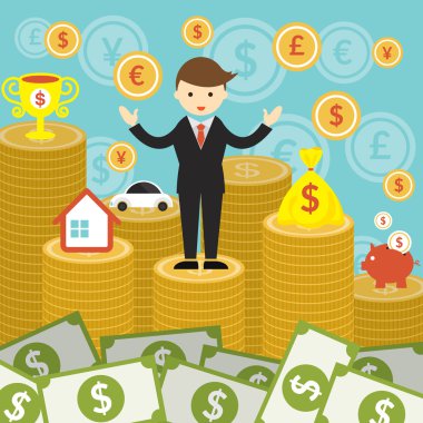 Altın ve para üzerine işadamı