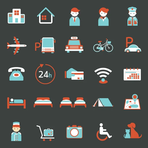 Hotel Accommodation Amenities Services Icons Set A — Stock Vector