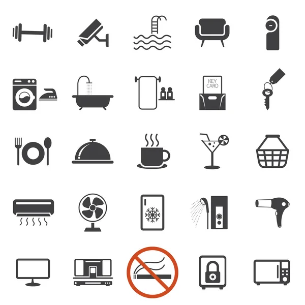 Hotel Alojamiento Servicios Servicios Iconos Set B — Vector de stock