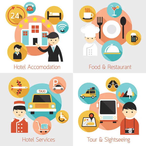 Hotel Accommodation Services Set — Stock Vector