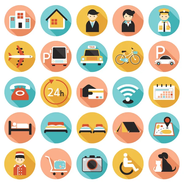 Hotel Accommodation Amenities Services Icons Set A — Stock Vector