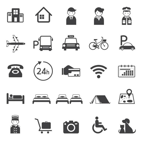 Hotel accommodatie faciliteiten diensten Icons Set A — Stockvector