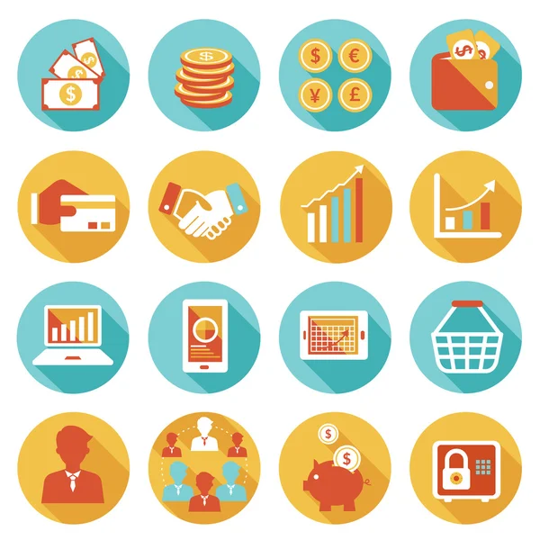 Negócios e E conjunto de ícones de comércio — Vetor de Stock
