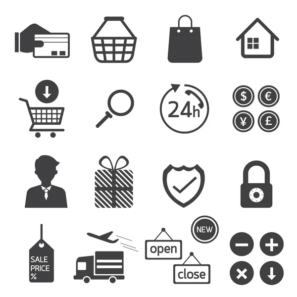 E-Commerce, Online winkel, winkelen, Icons Set — Stockvector