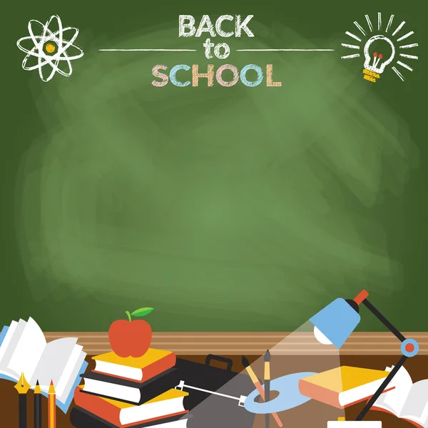 School, Education, Objects with Copy Space Chalk Drawing Style - Stok Vektor