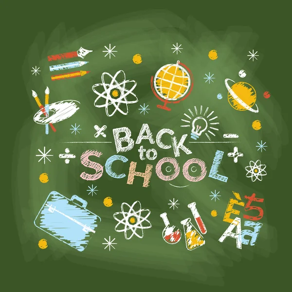 School, Education, Heading Chalk Drawing Style — Stock Vector