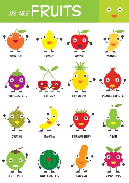 Tabla básica de frutas para niños — Vector de stock