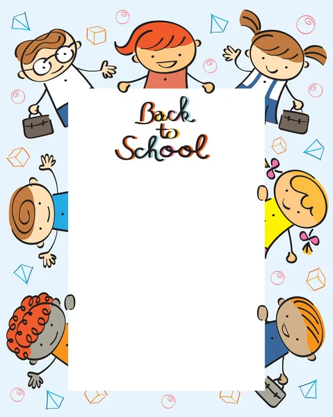 Jardim de infância, Crianças de volta ao quadro escolar — Vetor de Stock
