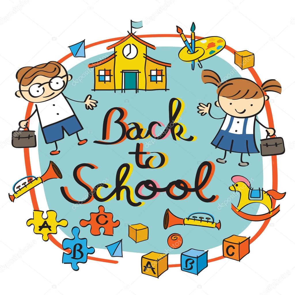 Kids, Student back to School Heading — Stock Vector © muchmania #71956123