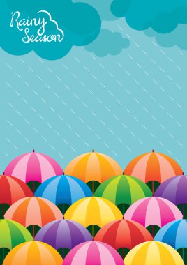 Renkli şemsiye yağmur, yağmur mevsimi