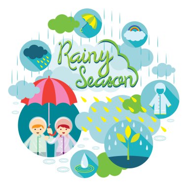 Erkek ve kız yağmur mevsimi başlığı