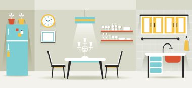 Mutfak, yemek odası mobilya ekran Panorama