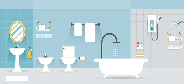 Panorama d'affichage de meubles de salle de bains — Image vectorielle
