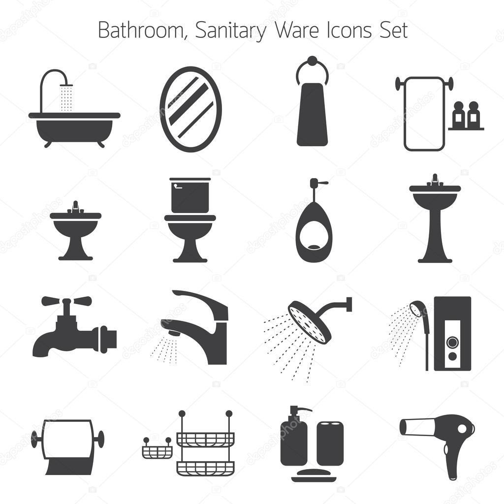 Bathroom Mono Icons Set