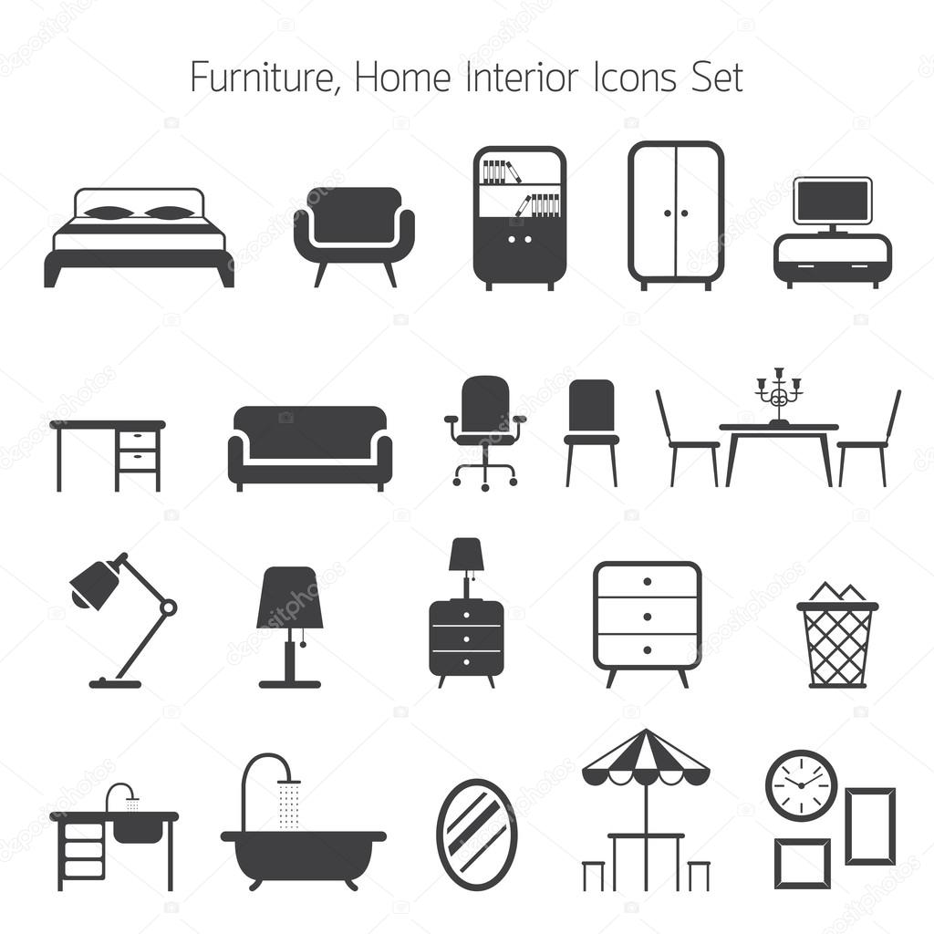 Furniture Mono Icons Set